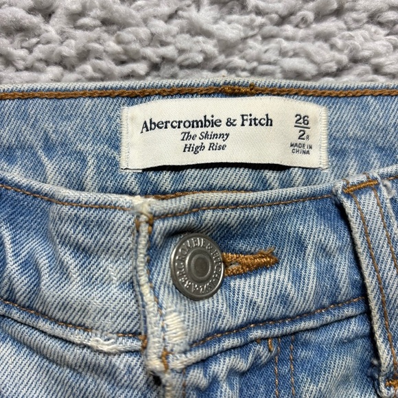 Abercrombie and Fitch Jeans Womens 2 Skinny Capri High Rise Raw Hem Frayed Light - Picture 2 of 4